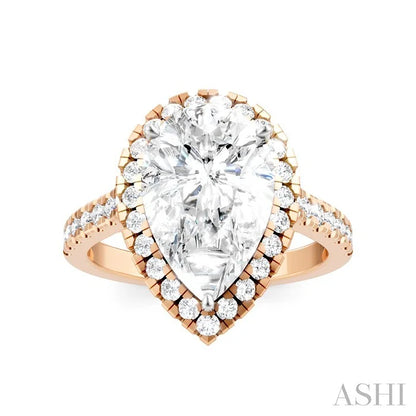 Pear Shape Semi-Mount Halo Diamond Engagement Ring
