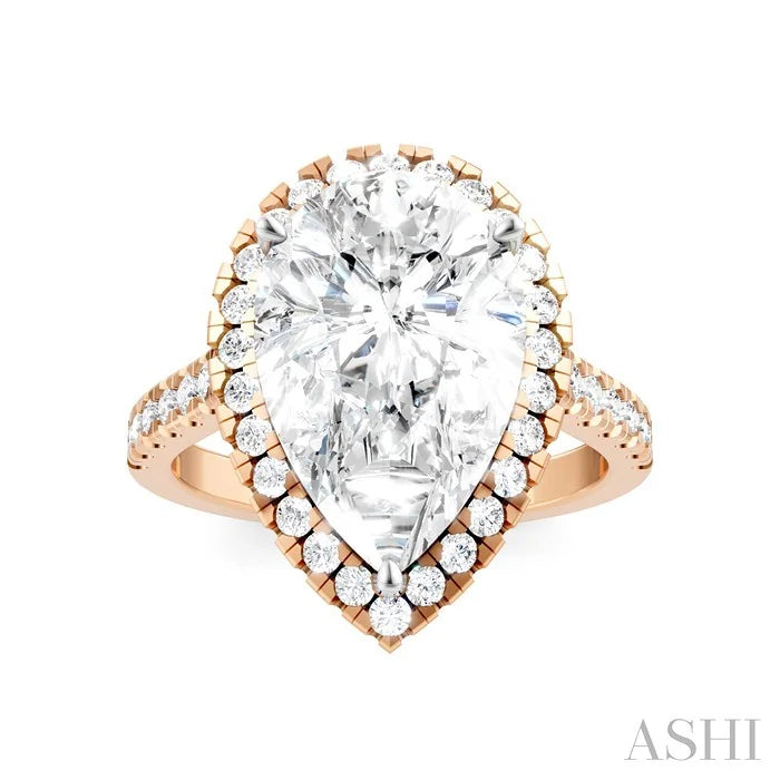 Pear Shape Semi-Mount Halo Diamond Engagement Ring