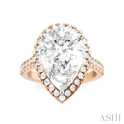Pear Shape Semi-Mount Halo Diamond Engagement Ring