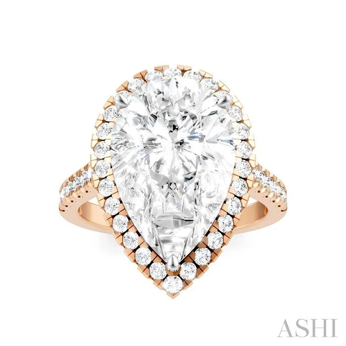 Pear Shape Semi-Mount Halo Diamond Engagement Ring