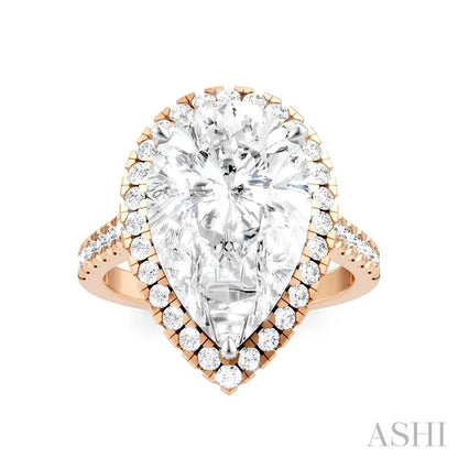 Pear Shape Semi-Mount Halo Diamond Engagement Ring