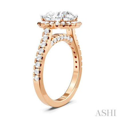 Round Shape Semi-Mount Halo Diamond Engagement Ring