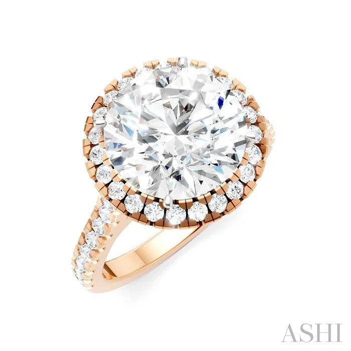 Round Shape Semi-Mount Halo Diamond Engagement Ring