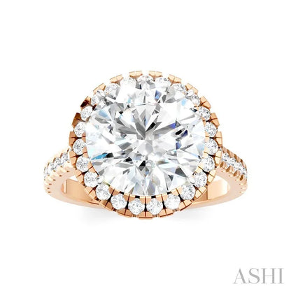 Round Shape Semi-Mount Halo Diamond Engagement Ring
