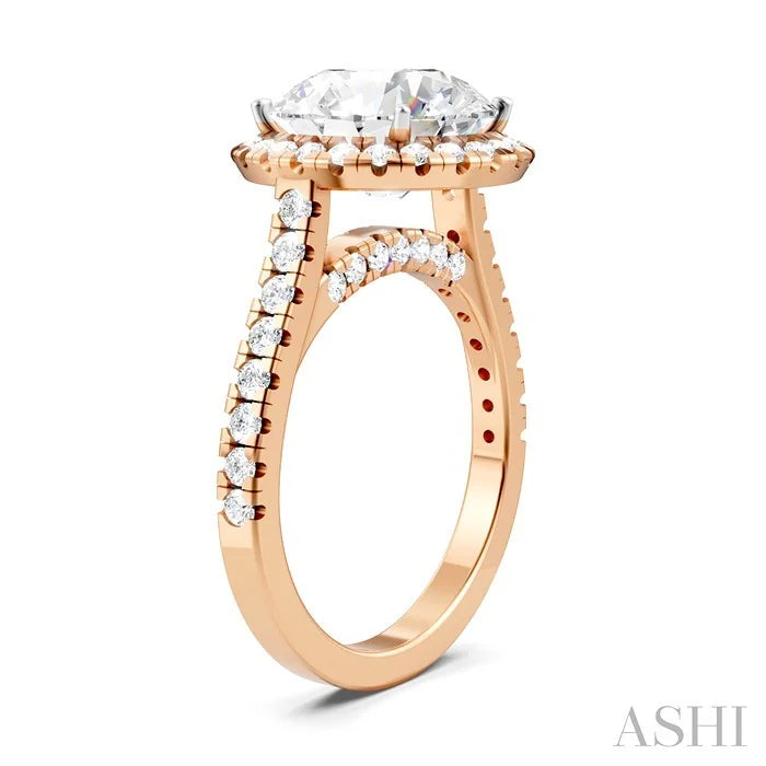 Round Shape Semi-Mount Halo Diamond Engagement Ring