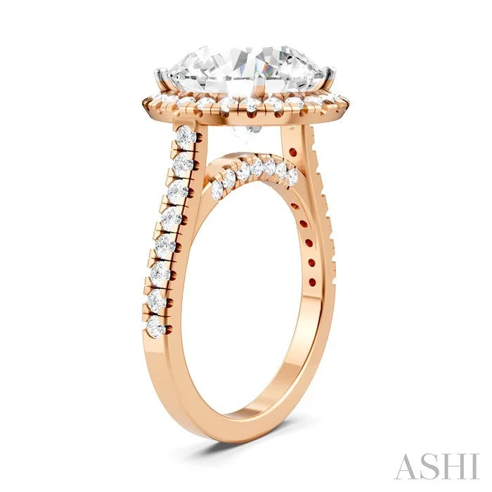 Round Shape Semi-Mount Halo Diamond Engagement Ring