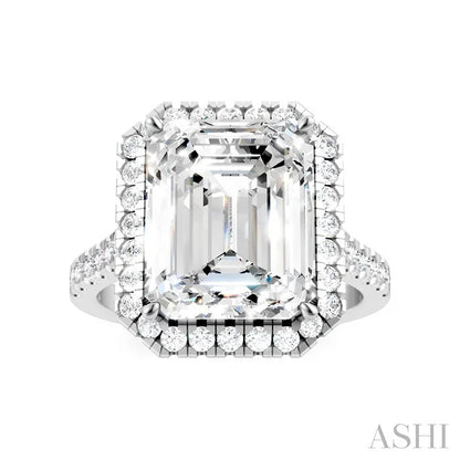 Emerald Shape Semi-Mount Halo Diamond Engagement Ring