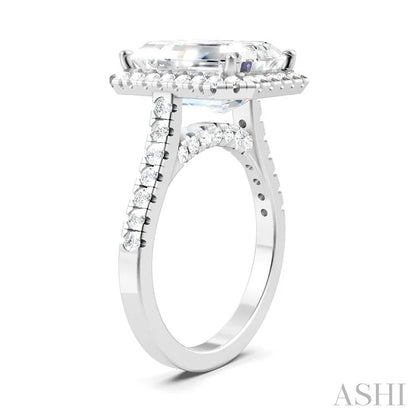 Emerald Shape Semi-Mount Halo Diamond Engagement Ring