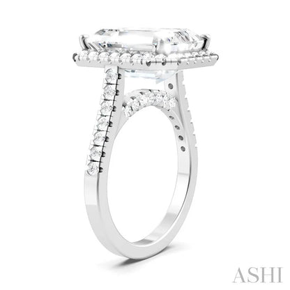 Emerald Shape Semi-Mount Halo Diamond Engagement Ring