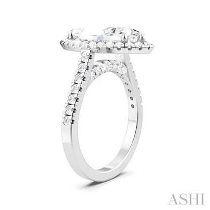 Marquise Shape Semi-Mount Halo Diamond Engagement Ring