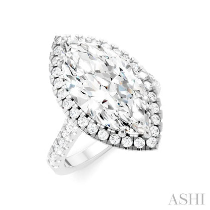 Marquise Shape Semi-Mount Halo Diamond Engagement Ring
