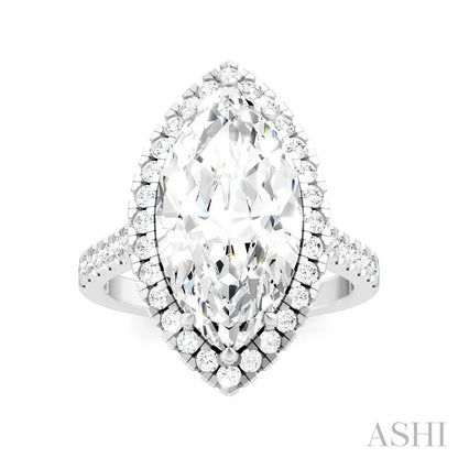 Marquise Shape Semi-Mount Halo Diamond Engagement Ring