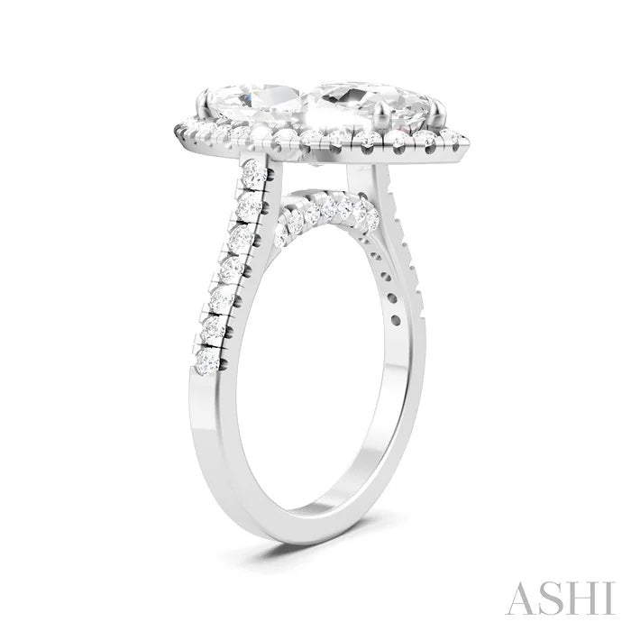 Marquise Shape Semi-Mount Halo Diamond Engagement Ring
