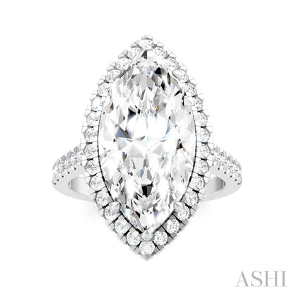 Marquise Shape Semi-Mount Halo Diamond Engagement Ring