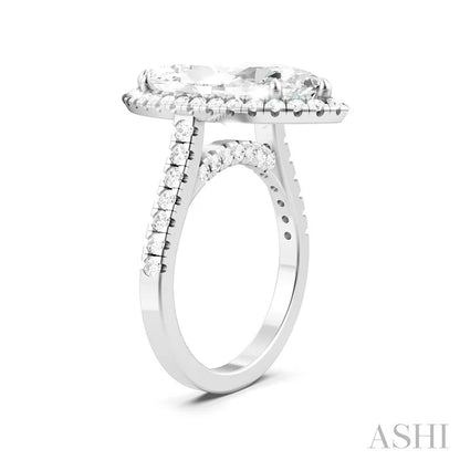 Marquise Shape Semi-Mount Halo Diamond Engagement Ring