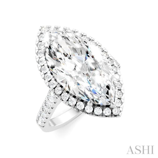 Marquise Shape Semi-Mount Halo Diamond Engagement Ring