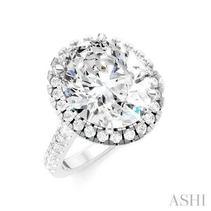Oval Shape Semi-Mount Halo Diamond Engagement Ring