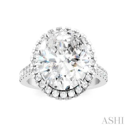 Oval Shape Semi-Mount Halo Diamond Engagement Ring