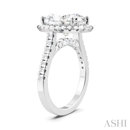 Oval Shape Semi-Mount Halo Diamond Engagement Ring