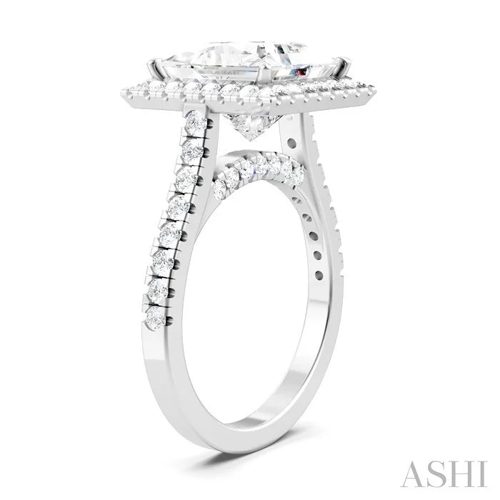 Princess Shape Semi-Mount Halo Diamond Engagement Ring