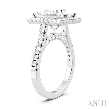 Princess Shape Semi-Mount Halo Diamond Engagement Ring