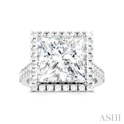 Princess Shape Semi-Mount Halo Diamond Engagement Ring