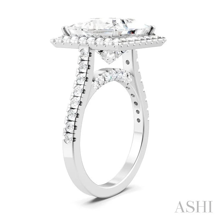 Princess Shape Semi-Mount Halo Diamond Engagement Ring