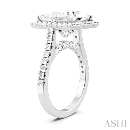 Princess Shape Semi-Mount Halo Diamond Engagement Ring