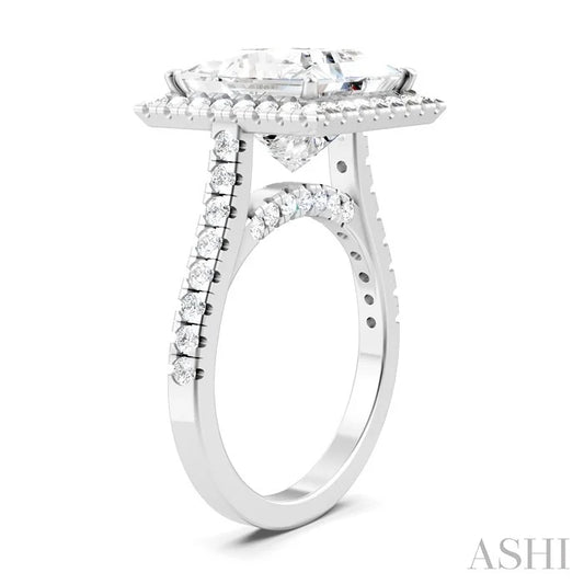 Princess Shape Semi-Mount Halo Diamond Engagement Ring