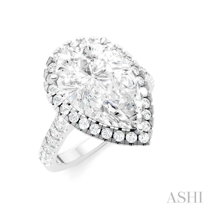 Pear Shape Semi-Mount Halo Diamond Engagement Ring