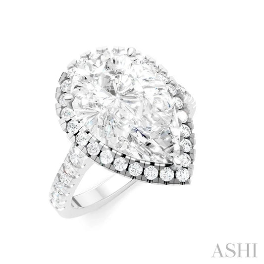 Pear Shape Semi-Mount Halo Diamond Engagement Ring