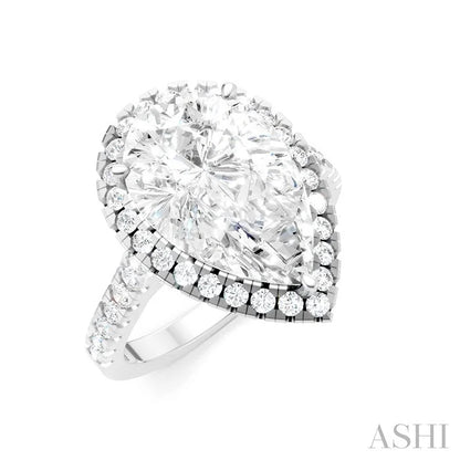 Pear Shape Semi-Mount Halo Diamond Engagement Ring