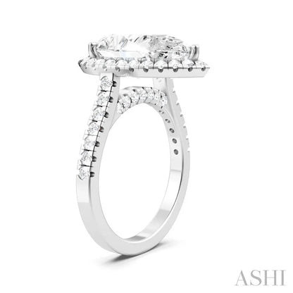 Pear Shape Semi-Mount Halo Diamond Engagement Ring