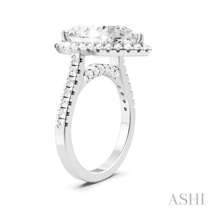 Pear Shape Semi-Mount Halo Diamond Engagement Ring