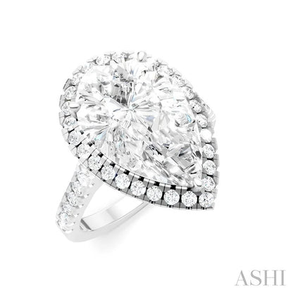 Pear Shape Semi-Mount Halo Diamond Engagement Ring