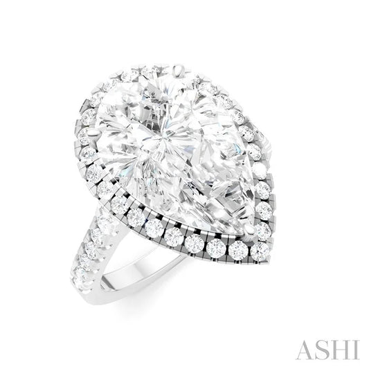 Pear Shape Semi-Mount Halo Diamond Engagement Ring