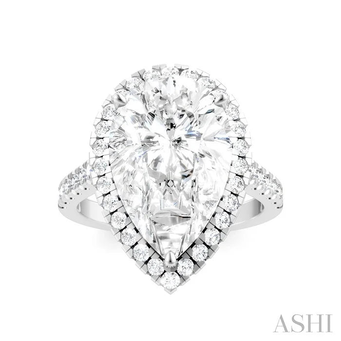 Pear Shape Semi-Mount Halo Diamond Engagement Ring