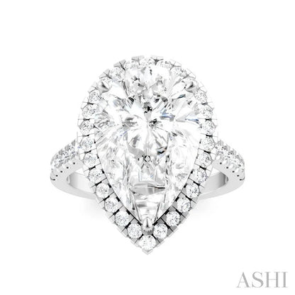 Pear Shape Semi-Mount Halo Diamond Engagement Ring