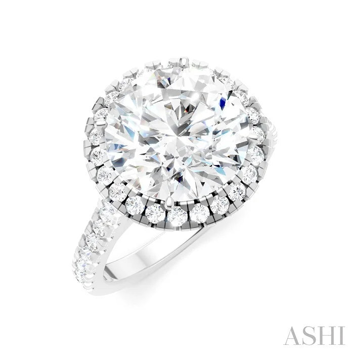 Round Shape Semi-Mount Halo Diamond Engagement Ring