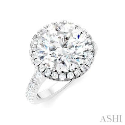 Round Shape Semi-Mount Halo Diamond Engagement Ring