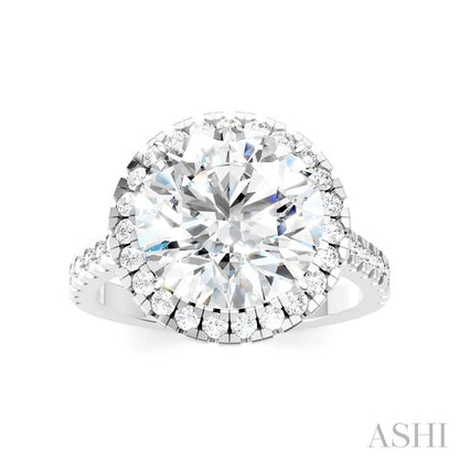 Round Shape Semi-Mount Halo Diamond Engagement Ring