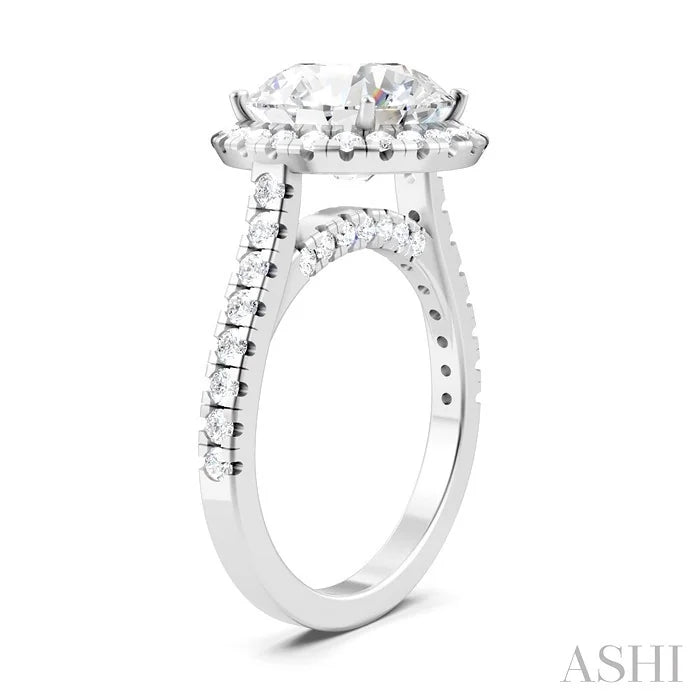 Round Shape Semi-Mount Halo Diamond Engagement Ring