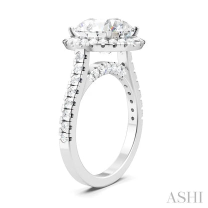 Round Shape Semi-Mount Halo Diamond Engagement Ring