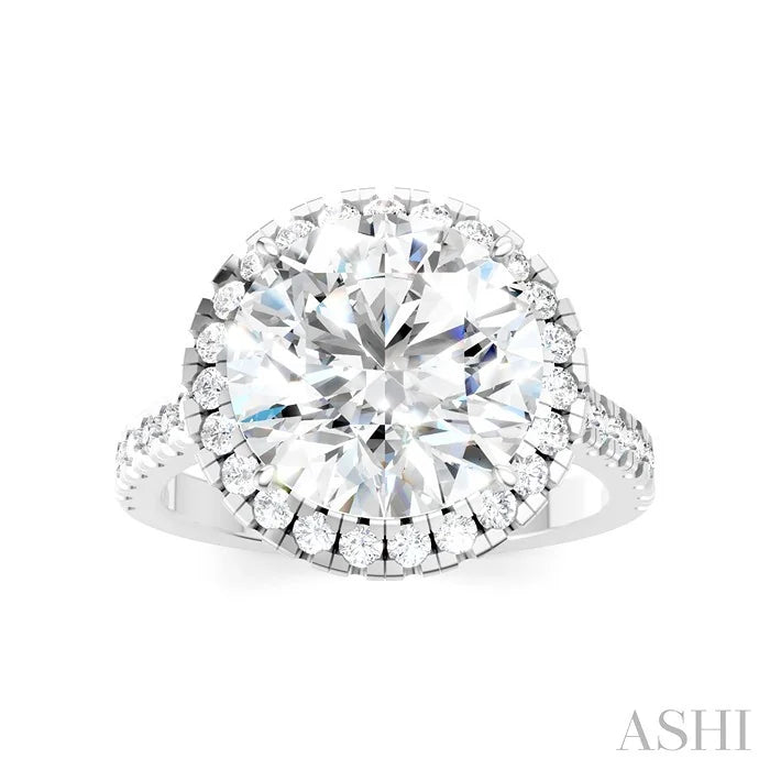 Round Shape Semi-Mount Halo Diamond Engagement Ring
