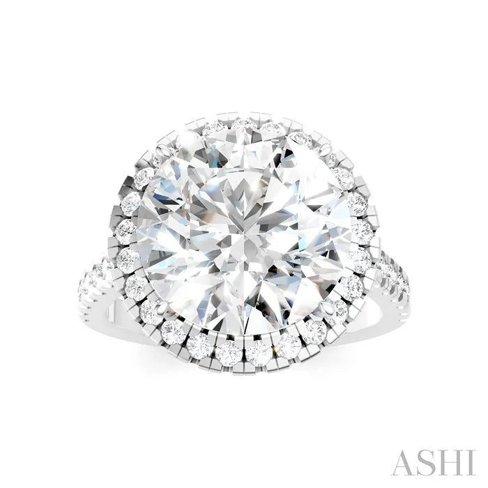 Round Shape Semi-Mount Halo Diamond Engagement Ring