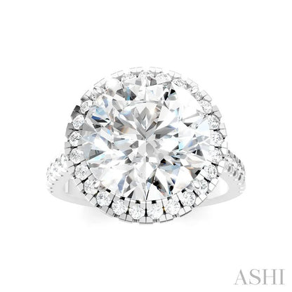 Round Shape Semi-Mount Halo Diamond Engagement Ring