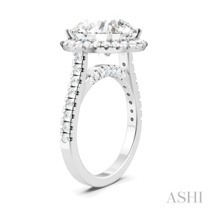 Round Shape Semi-Mount Halo Diamond Engagement Ring