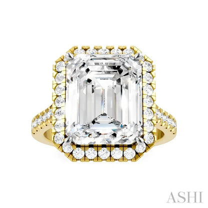 Emerald Shape Semi-Mount Halo Diamond Engagement Ring