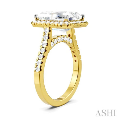 Emerald Shape Semi-Mount Halo Diamond Engagement Ring