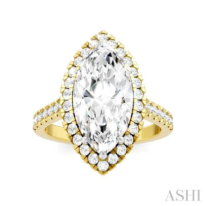 Marquise Shape Semi-Mount Halo Diamond Engagement Ring